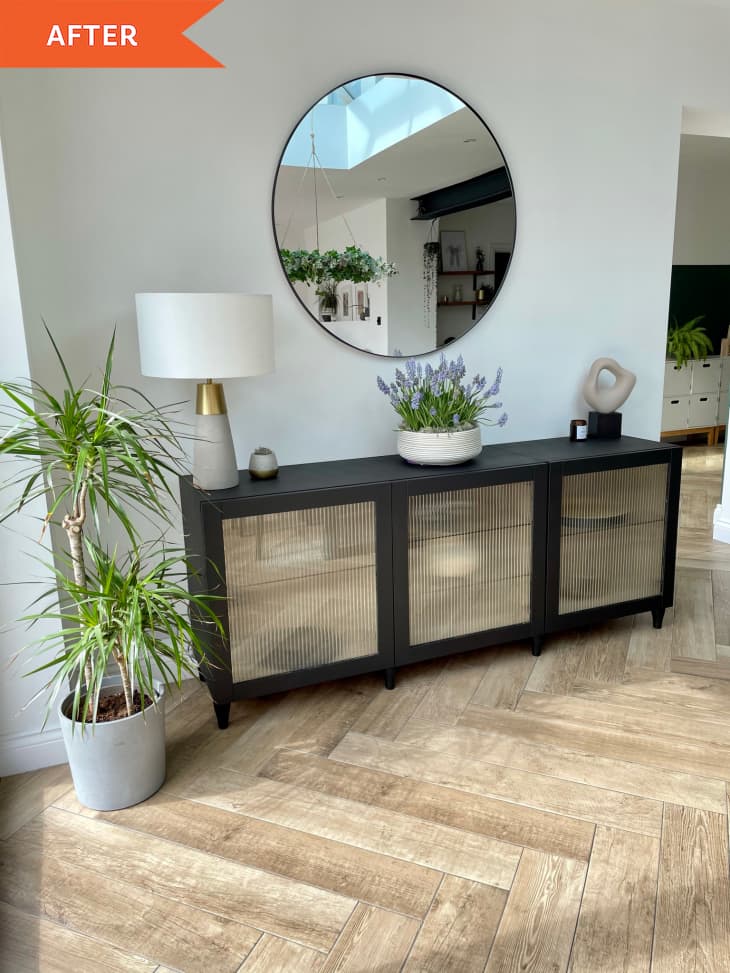 Luxe IKEA BESTÅ Redo with Fluted Glass Before and After Photos